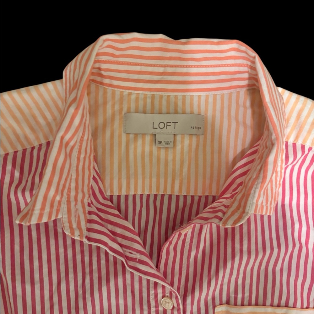 LOFT Multicolor Striped Collared Shirt